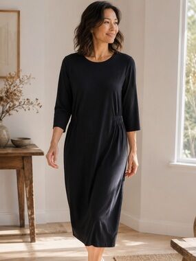 Memi Collective Canada Bamboo Dress Black Medium Cocoon Minimalist Lagenlook